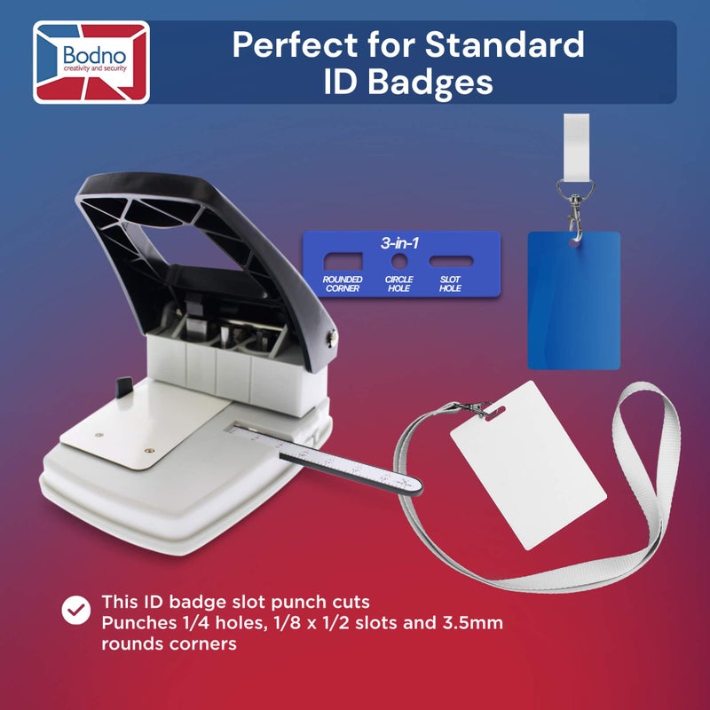 Bodno 3-in-1 ID Badge Slot Punch for ID Cards (Works with All PVC Cards and ID Card Printers) (Black, 3 in One) - Image 2